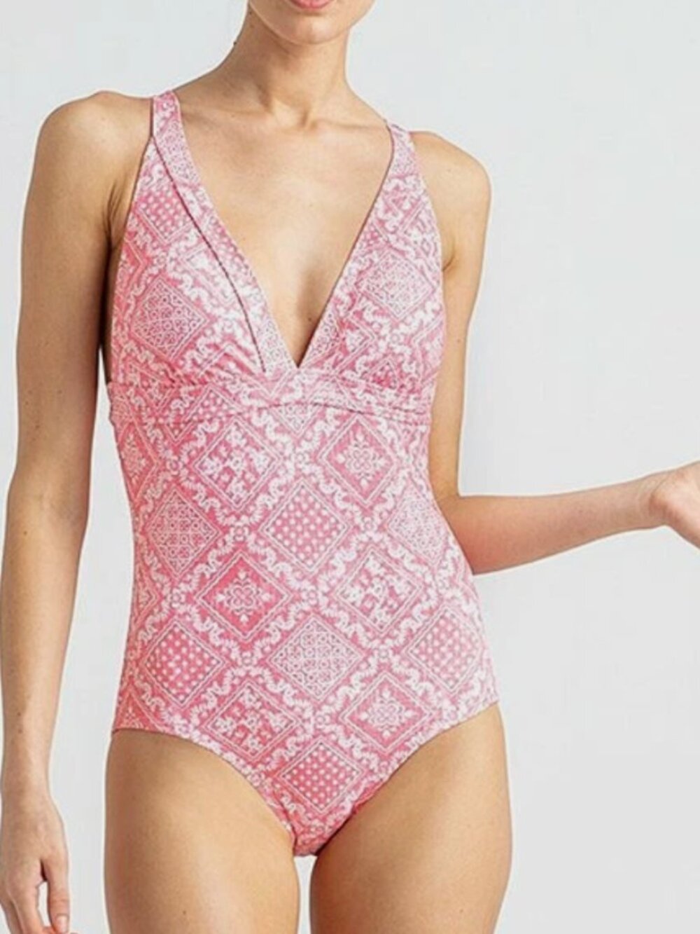 NWT Reyn Spooner Swimsuit 1 one piece Lahaina V Neck Pink